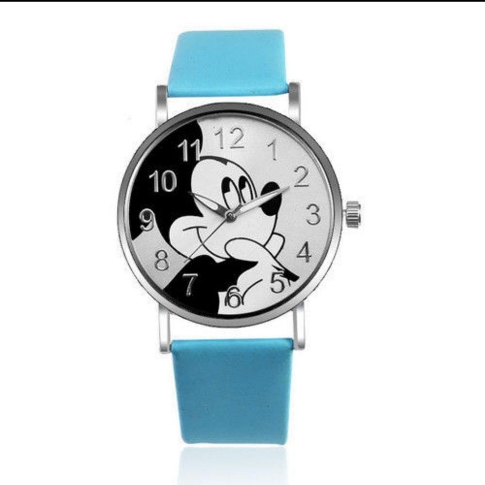 Mickey Mouse Cartoon Face Watch Blue with Gift Box